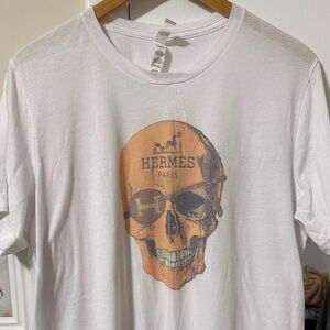 Designer Inspired Graphic Skull White T-Shirt